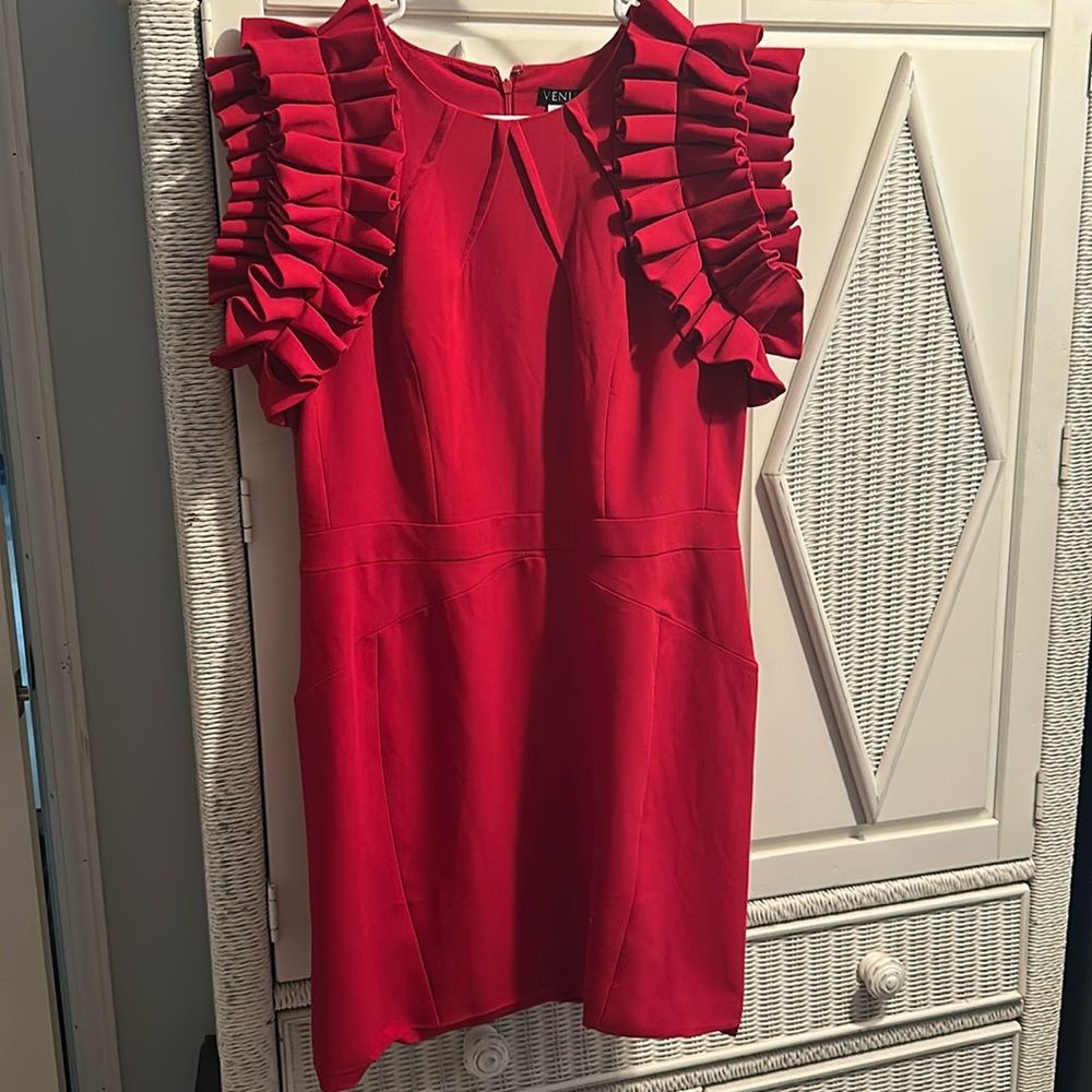 Beautiful red dress with ruffles